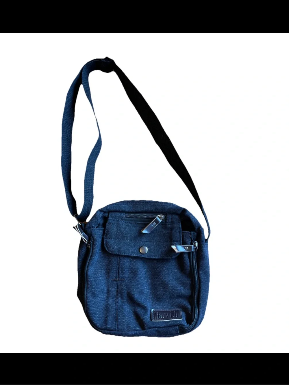 Harwish Unisex Adjustable Shoulder Strap Zip Gray Crossbody Messenger Bag